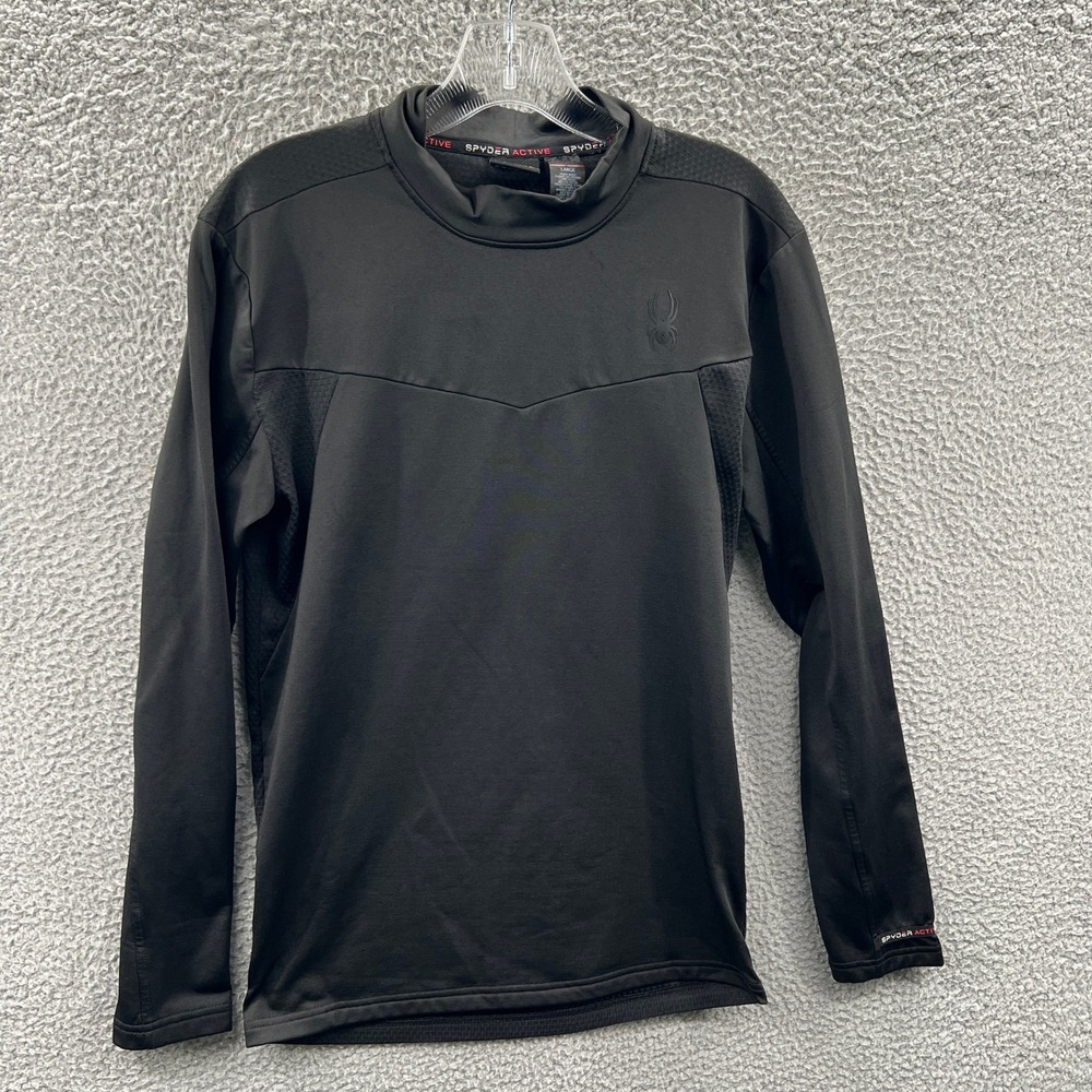 Spyder‎ Active Mens Performance Pullover L Black ProWeb Base Layer Stretch